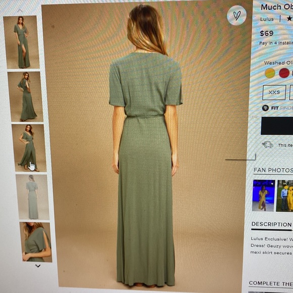 LuLus XS olive green wrap maxi dress - Picture 3 of 4